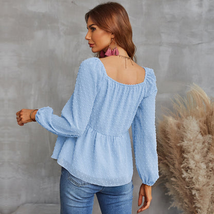 YESFASHION Pullover Tops Women Style Loose All-match Chiffon Shirt