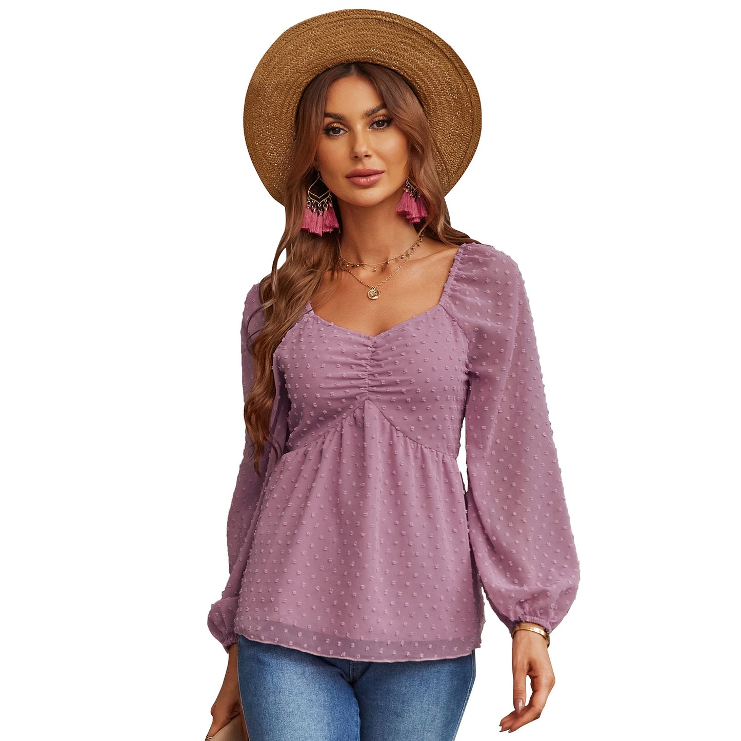 YESFASHION Pullover Tops Women Style Loose All-match Chiffon Shirt