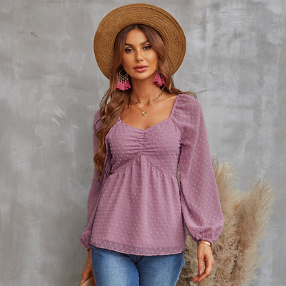 YESFASHION Pullover Tops Women Style Loose All-match Chiffon Shirt