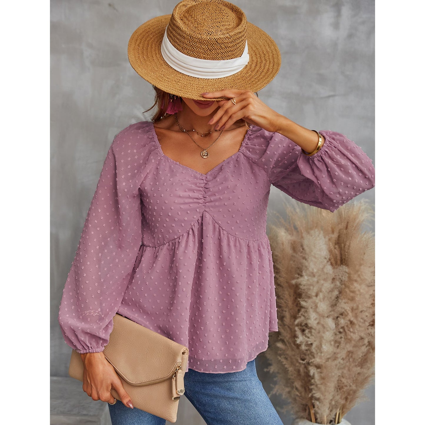 YESFASHION Pullover Tops Women Style Loose All-match Chiffon Shirt