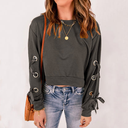 YESFASHION Women Solid Color Pullover Sweaters Casual T-shirt