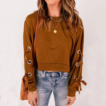 YESFASHION Women Solid Color Pullover Sweaters Casual T-shirt