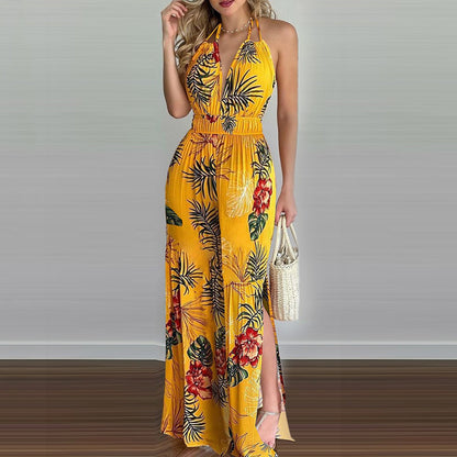 YESFASHION Women's Dress Wish Digital Printing Colorful Jumpsuit
