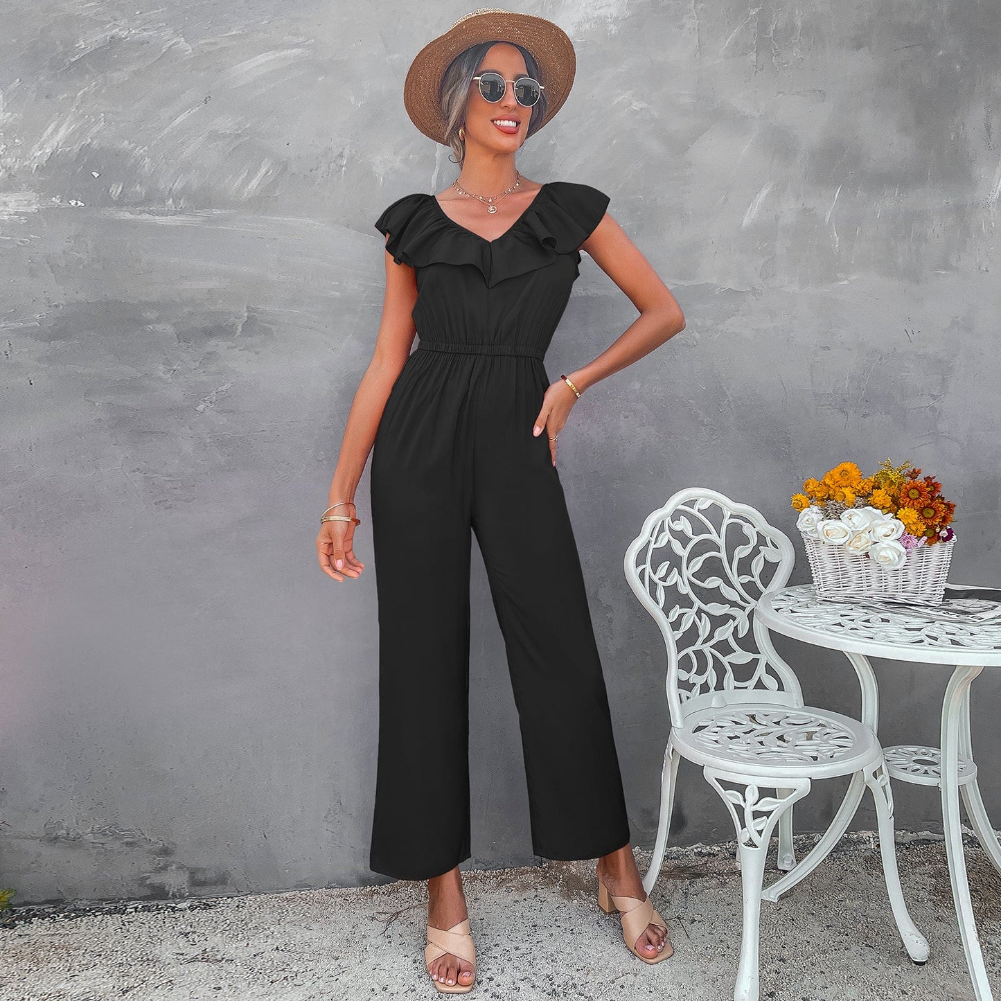 YESFASHION Female Fashionable Waist Slimming Jumpsuit Pants