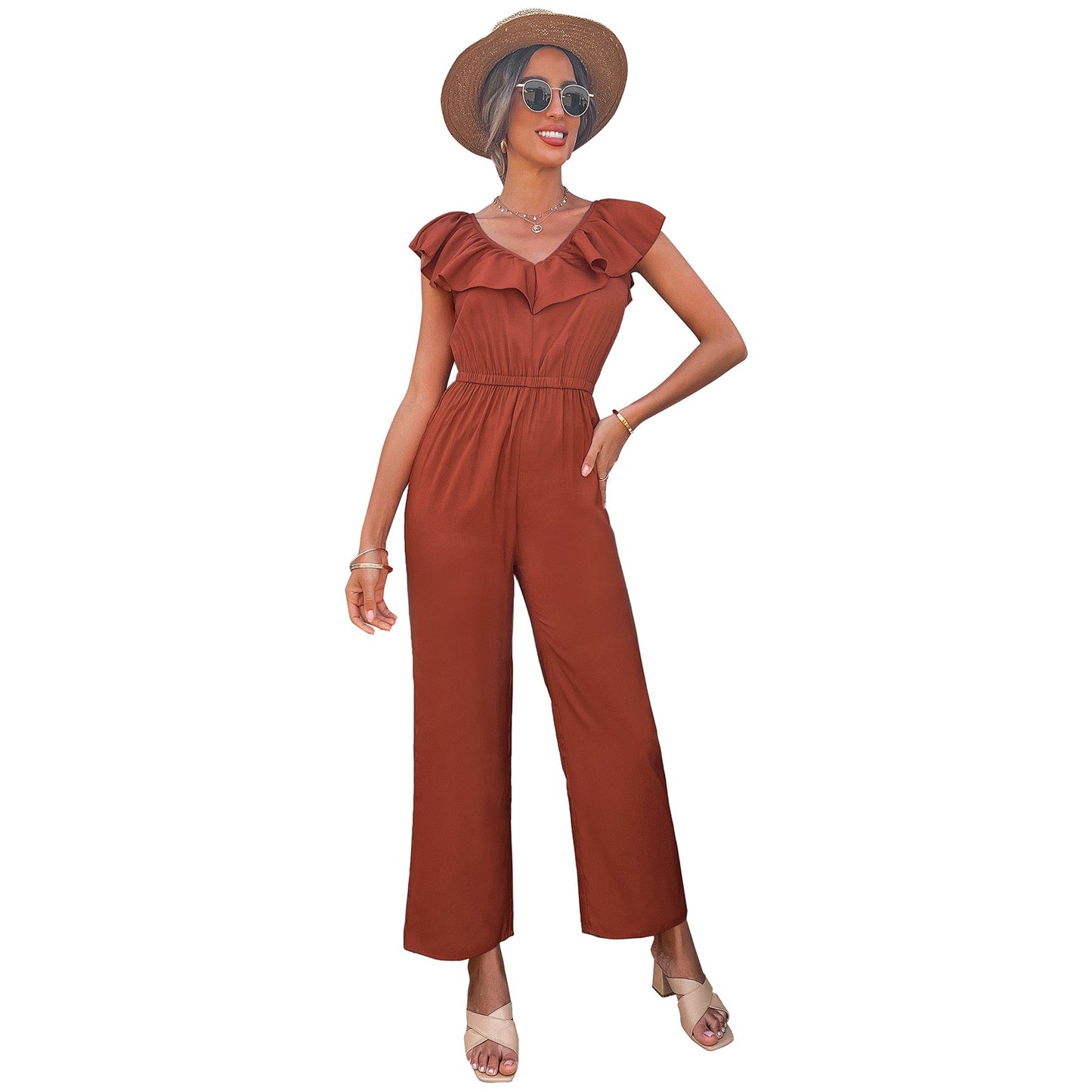 YESFASHION Female Fashionable Waist Slimming Jumpsuit Pants