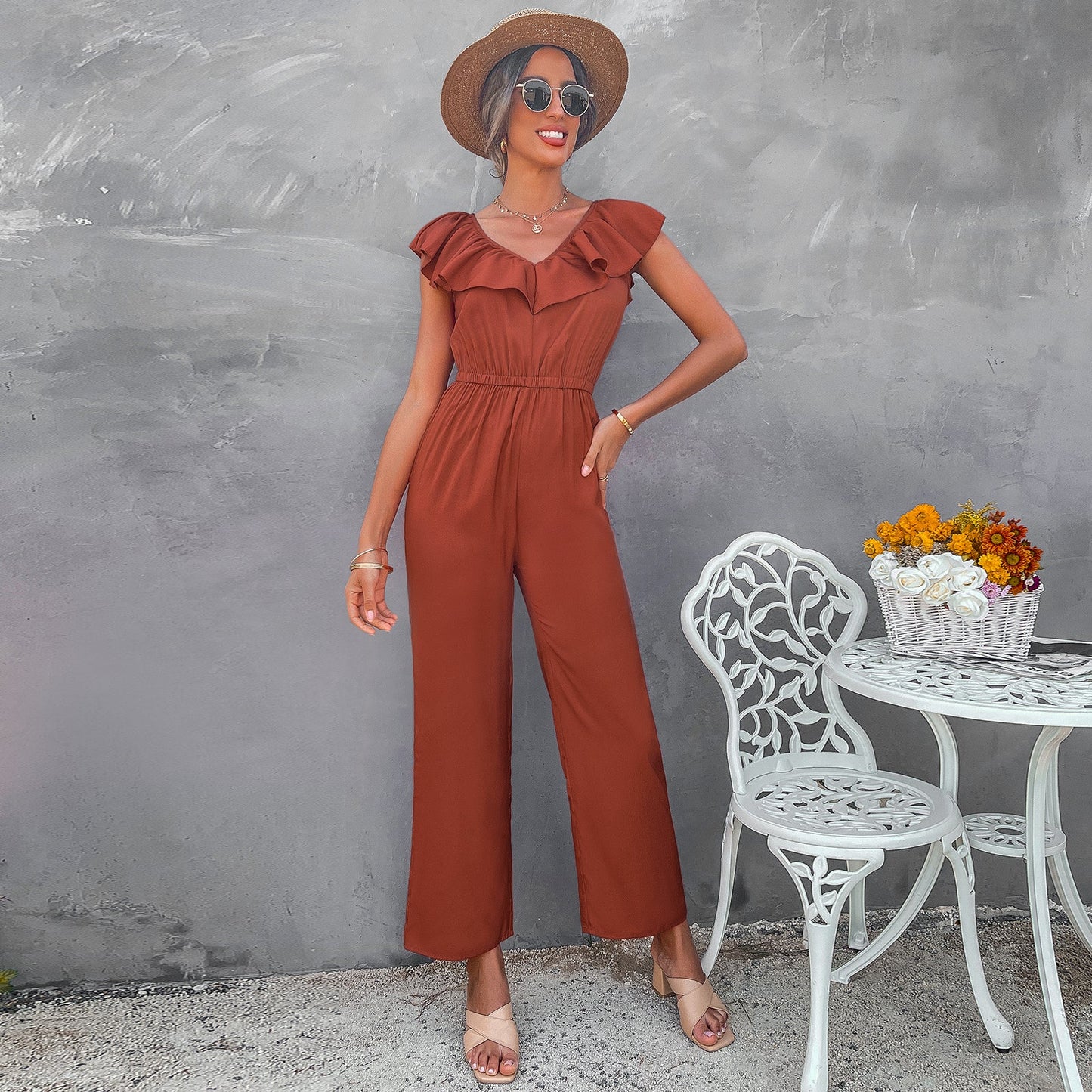 YESFASHION Female Fashionable Waist Slimming Jumpsuit Pants