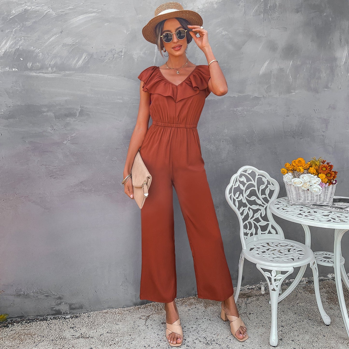 YESFASHION Female Fashionable Waist Slimming Jumpsuit Pants