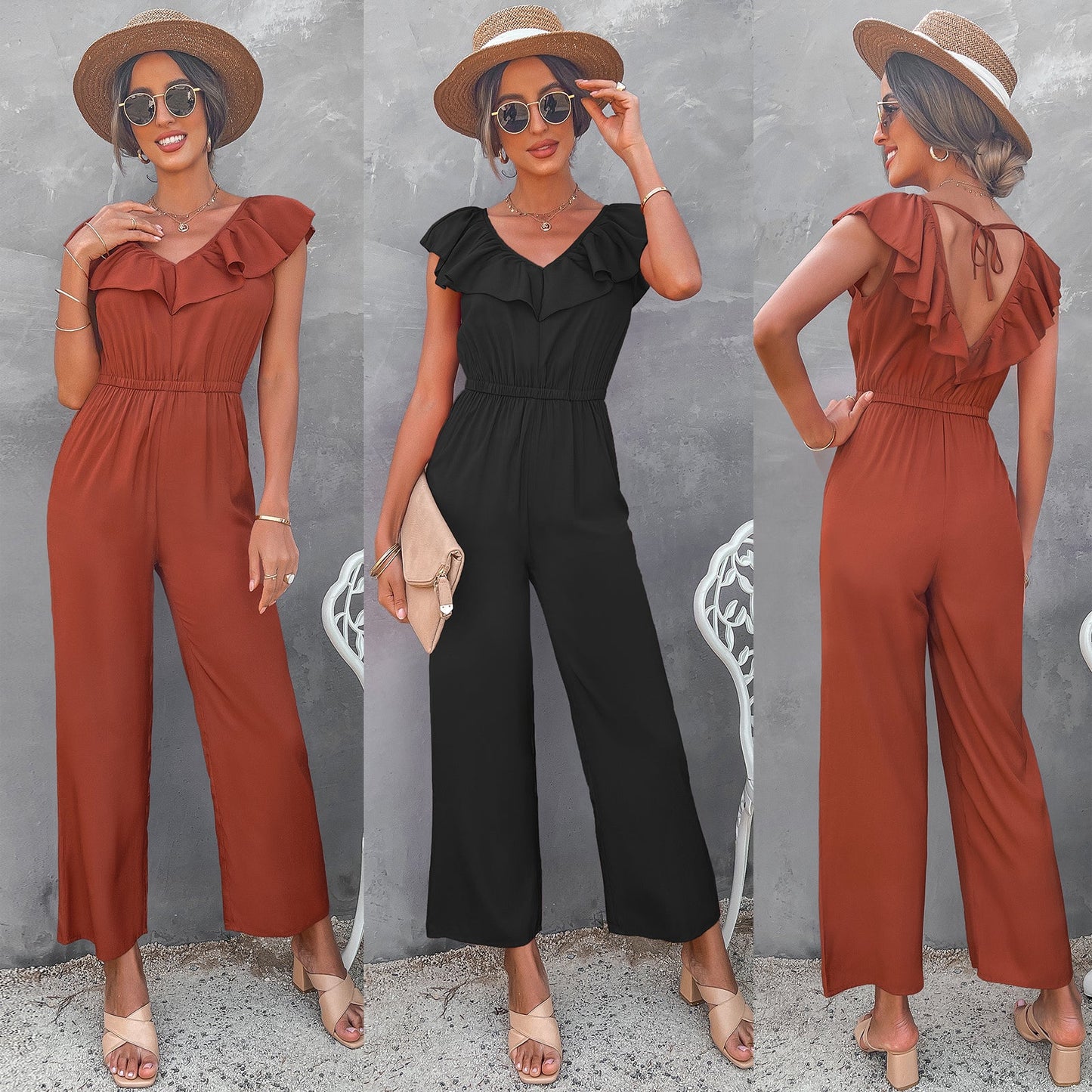 YESFASHION Female Fashionable Waist Slimming Jumpsuit Pants