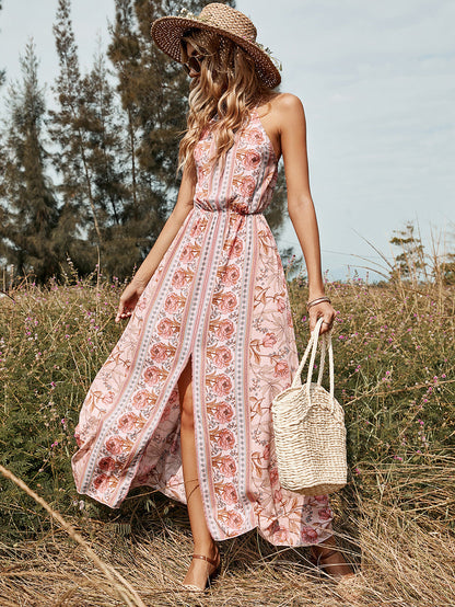 YESFASHION Women Sexy Backless Mid-length Pink Lace-up Suspender Dress