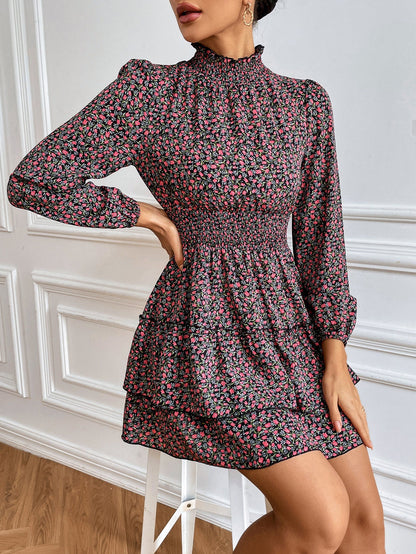 Floral Dress Spring And Autumn Four Seasons Cake Skirt Women