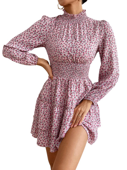 Floral Dress Spring And Autumn Four Seasons Cake Skirt Women