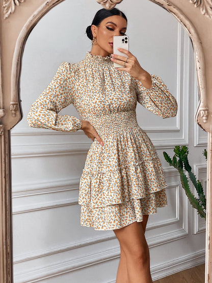 Floral Dress Spring And Autumn Four Seasons Cake Skirt Women