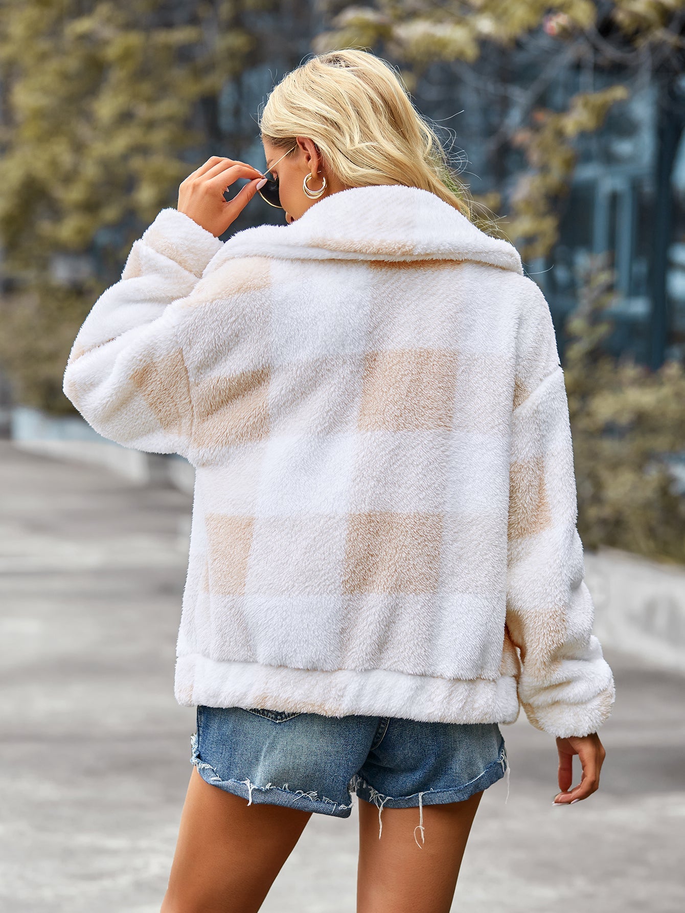 Velvet Women Jacket Winter Plaid Temperament Thick Top