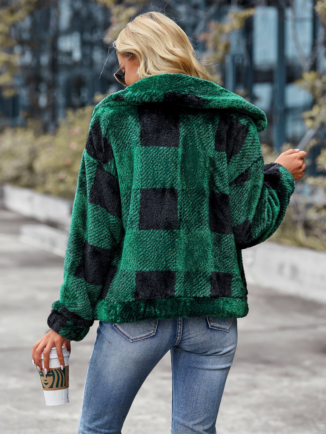 Velvet Women Jacket Winter Plaid Temperament Thick Top