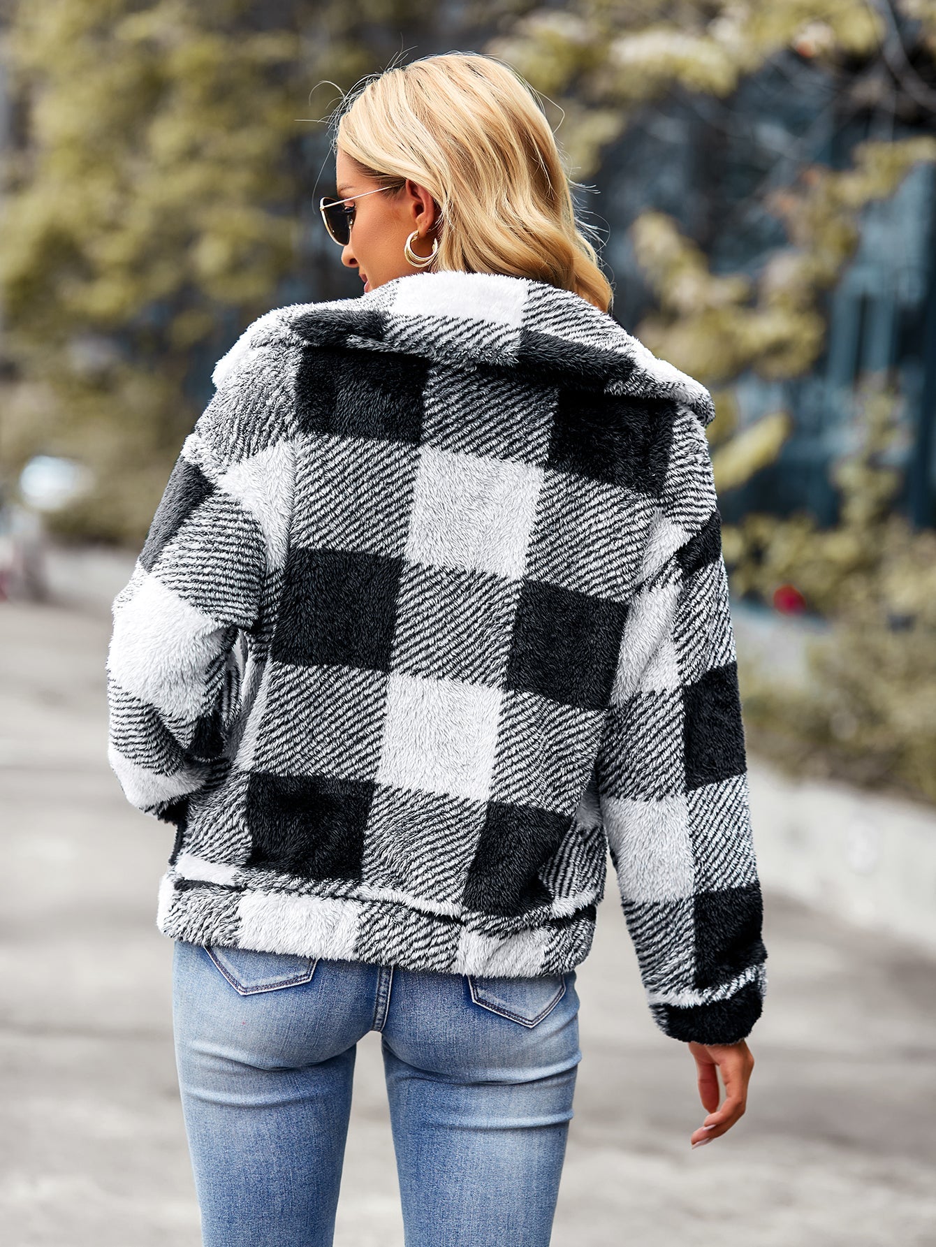Velvet Women Jacket Winter Plaid Temperament Thick Top