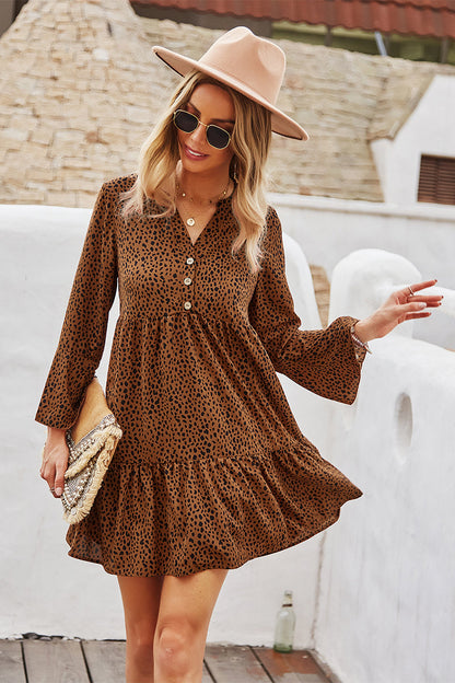 YESFASHION Commuter Dress Leopard Printing Sexy Skirt