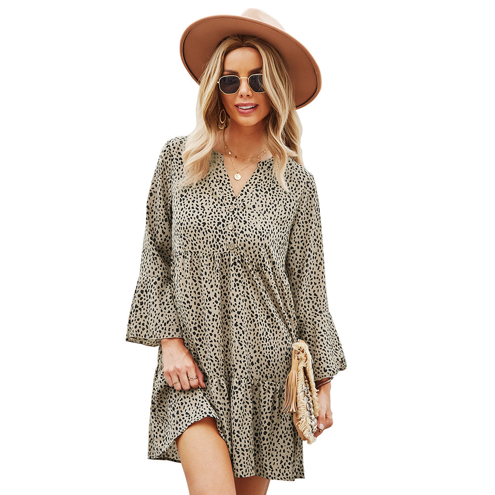 YESFASHION Commuter Dress Leopard Printing Sexy Skirt