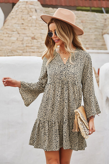 YESFASHION Commuter Dress Leopard Printing Sexy Skirt