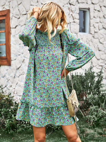 YESFASHION Women Clothing 2023 Spring And Autumn Floral Dress