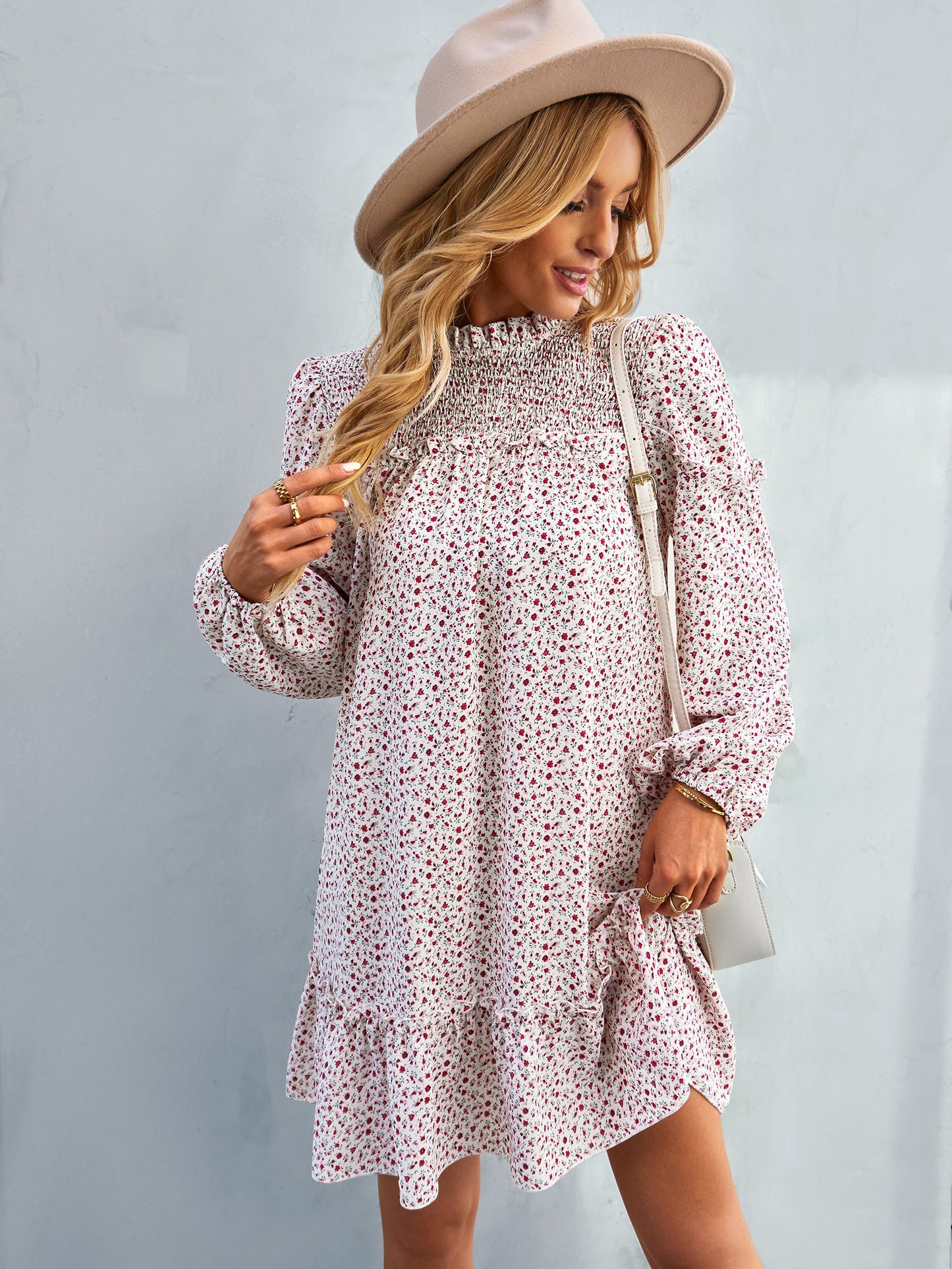 YESFASHION Women Clothing 2023 Spring And Autumn Floral Dress