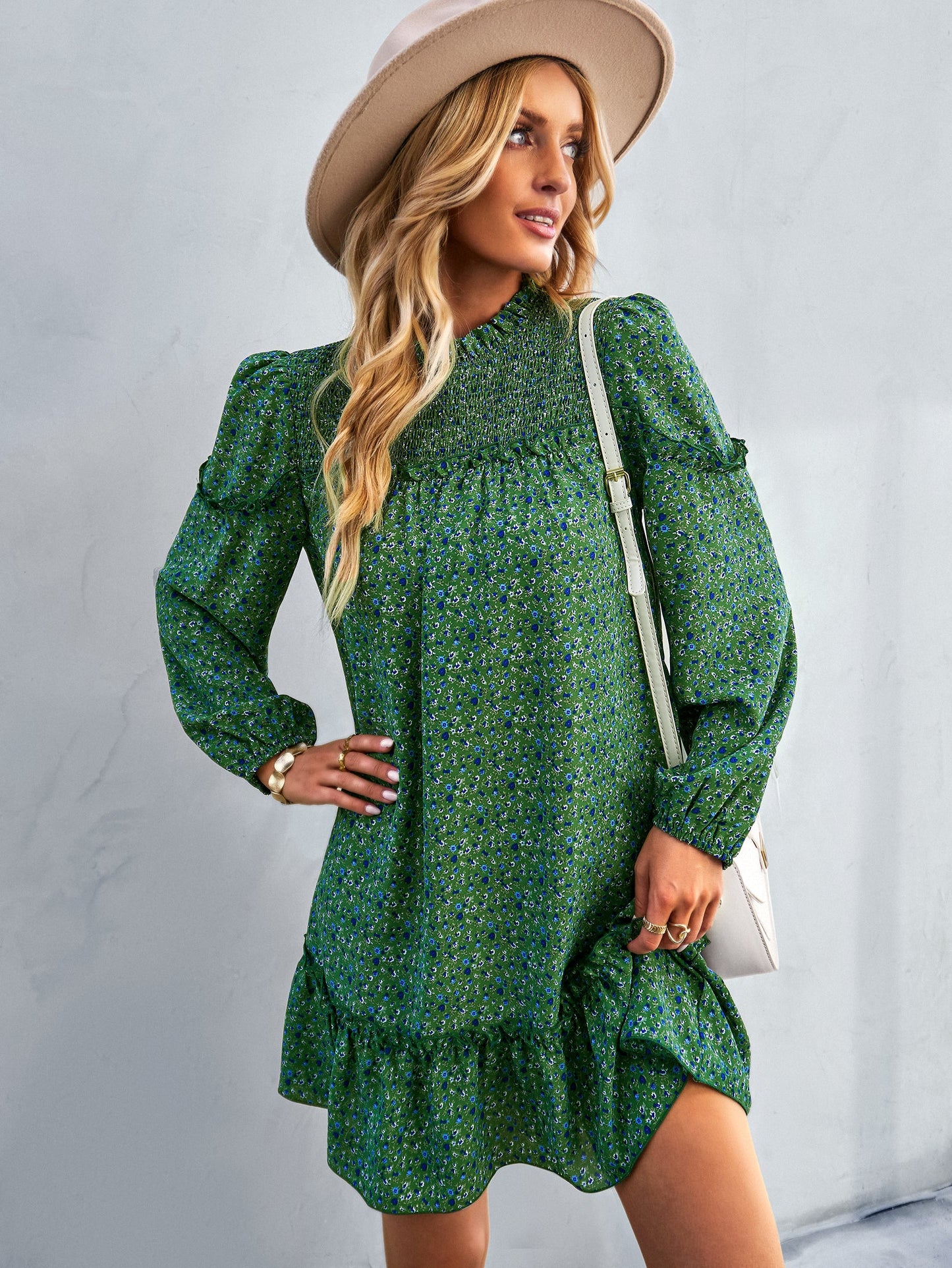 YESFASHION Women Clothing 2023 Spring And Autumn Floral Dress