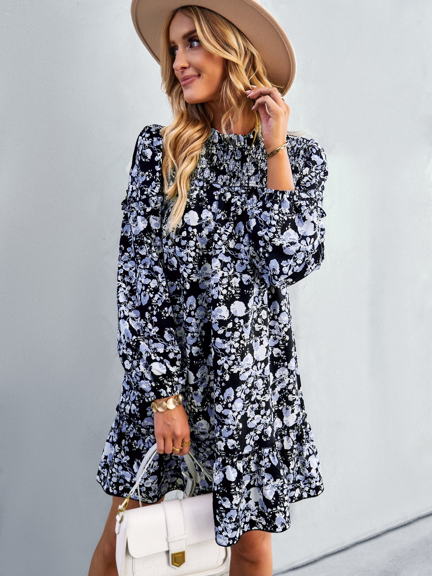 YESFASHION Women Clothing 2023 Spring And Autumn Floral Dress