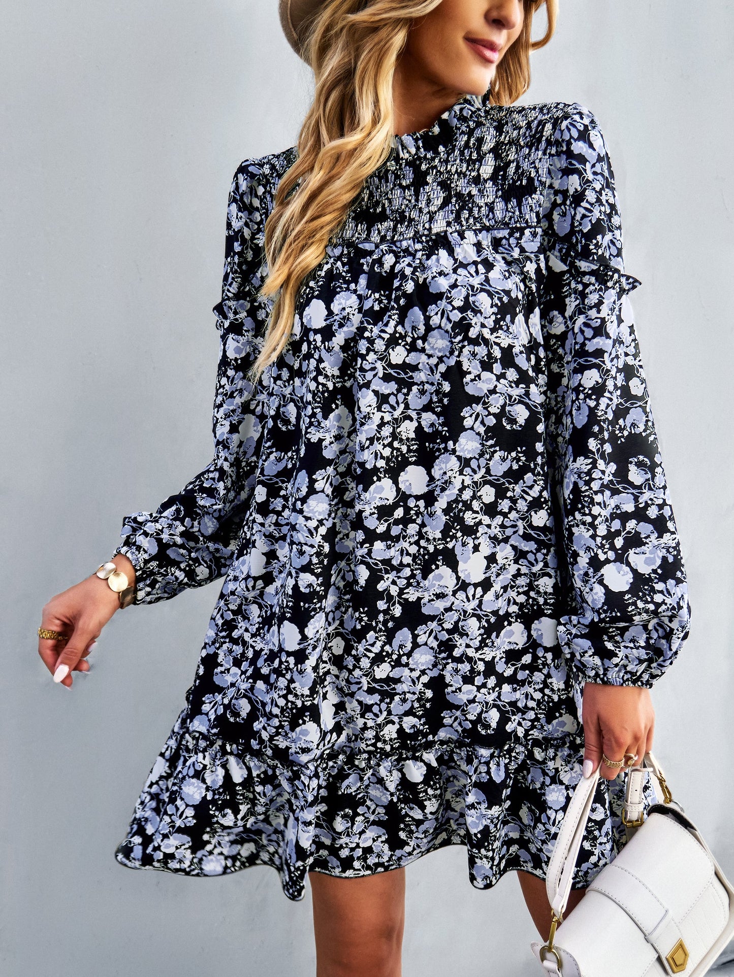 YESFASHION Women Clothing 2023 Spring And Autumn Floral Dress