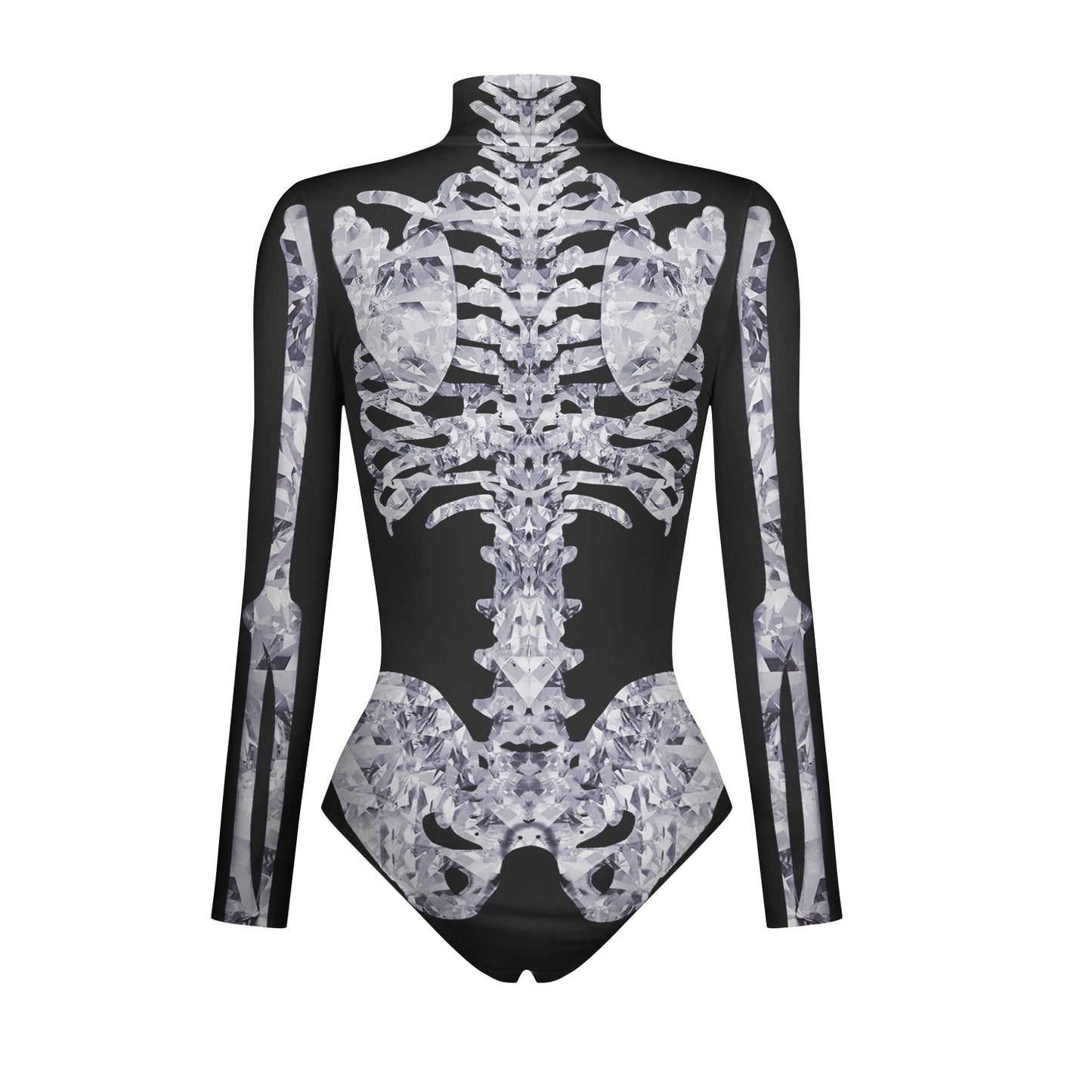YESFASHION Halloween Skeleton Bodysuit Dress Up Zip Tops