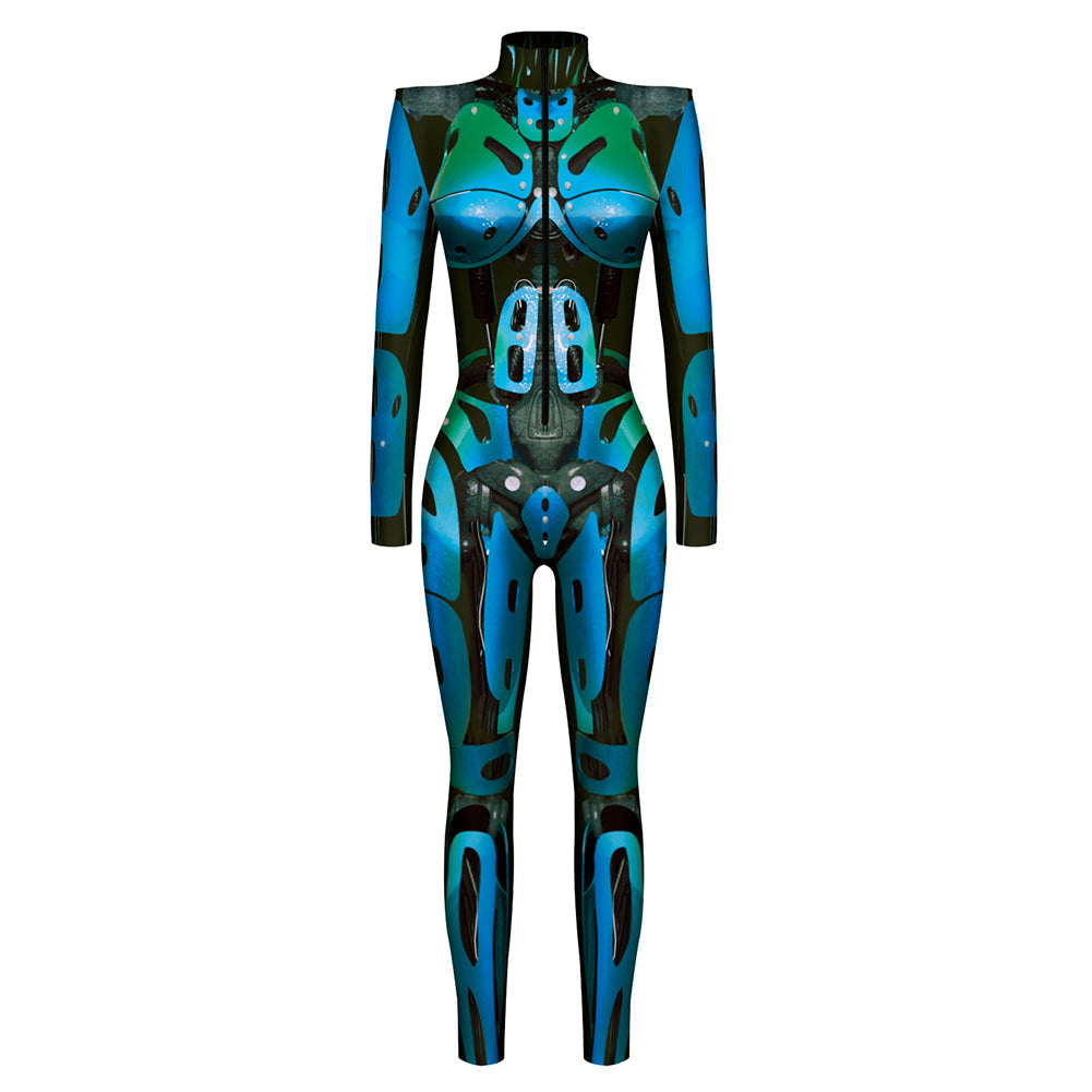 Halloween Armor Digital Printing Cosplay Clothing Women Autumn Cosplay Jumpsuit