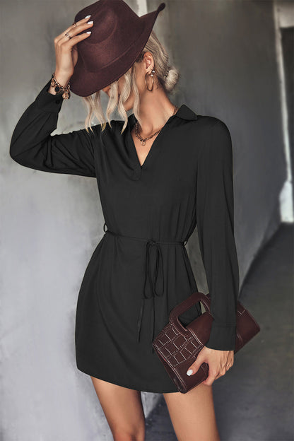 YESFASHION Women's Clothing V-neck Waist Pocket Irregular Dress