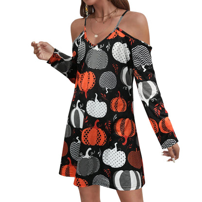 YESFASHION Halloween Women V-neck Loose Slip Dress