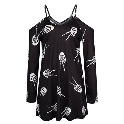 YESFASHION Halloween Women V-neck Loose Slip Dress