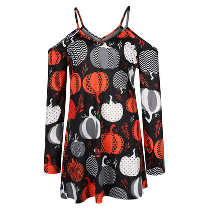 YESFASHION Halloween Women V-neck Loose Slip Dress