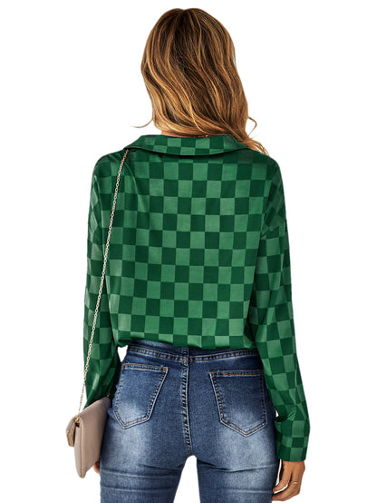 YESFASHION Cardigan Casual Check Jacquard Shirts