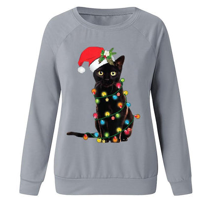 YESFASHION Christmas Print Long Sleeve Women T-shirt