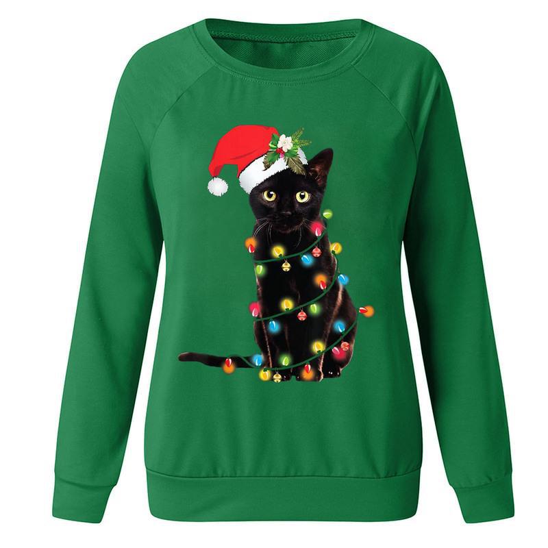 YESFASHION Christmas Print Long Sleeve Women T-shirt