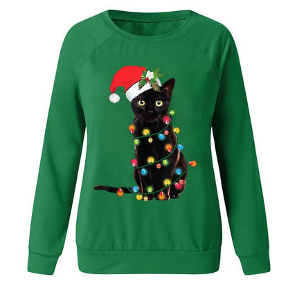 YESFASHION Christmas Print Long Sleeve Women T-shirt
