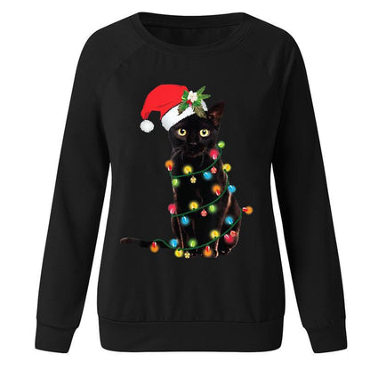 YESFASHION Christmas Print Long Sleeve Women T-shirt