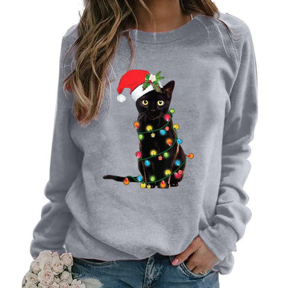YESFASHION Christmas Print Long Sleeve Women T-shirt