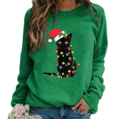 YESFASHION Christmas Print Long Sleeve Women T-shirt