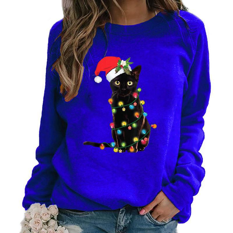 YESFASHION Christmas Print Long Sleeve Women T-shirt