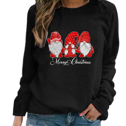 YESFASHION Santa Print Slouchy Raglan Sleeve Women Sweatshirts