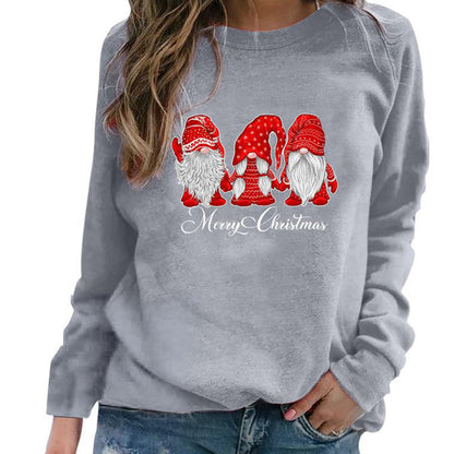 YESFASHION Santa Print Slouchy Raglan Sleeve Women Sweatshirts