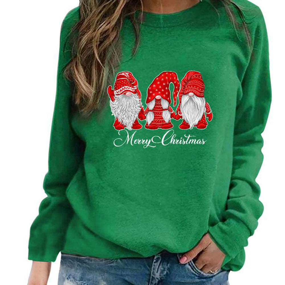 YESFASHION Santa Print Slouchy Raglan Sleeve Women Sweatshirts