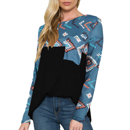 YESFASHION Women Loose Crew Neck Long Sleeve Tops T-shirt