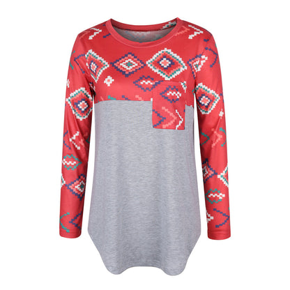 YESFASHION Women Loose Crew Neck Long Sleeve Tops T-shirt