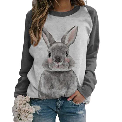 YESFASHION Women Casual Animal Crew Neck Long Sleeve Tops