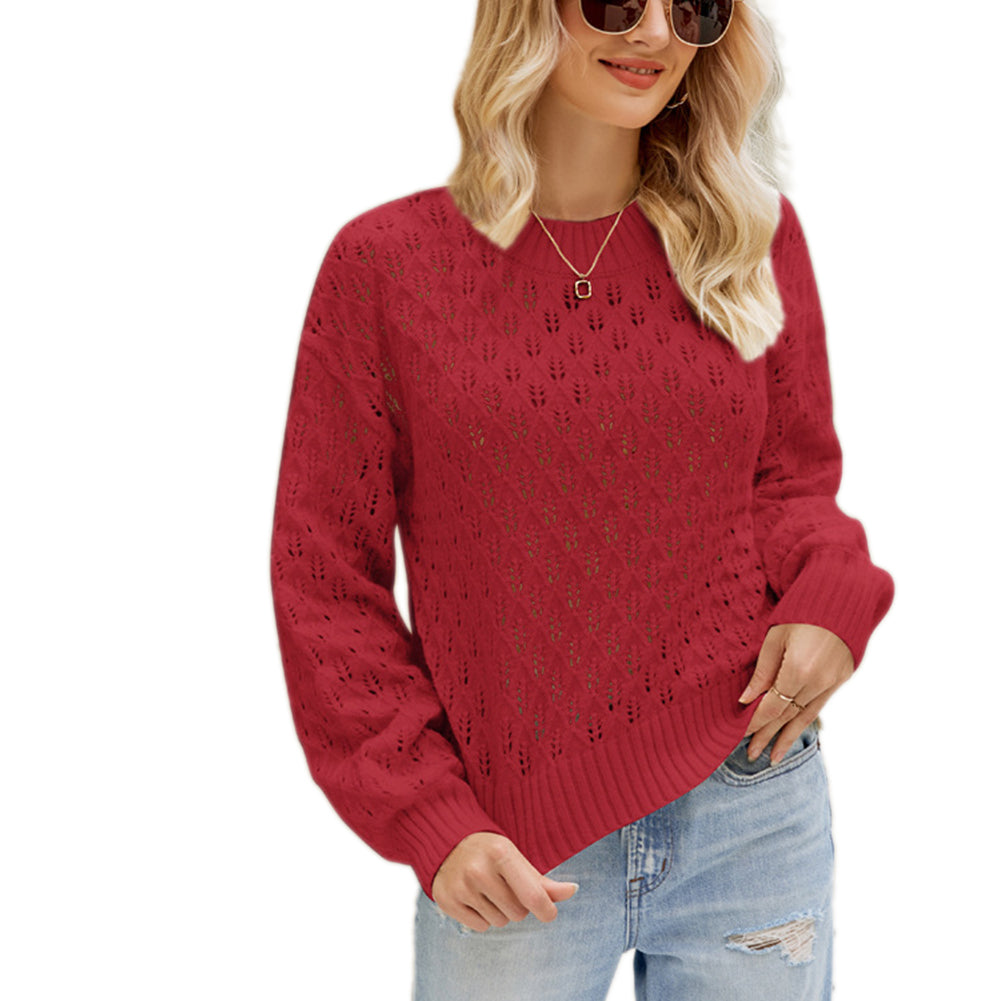 YESFASHION Solid Color Cutout Pullover Sweaters
