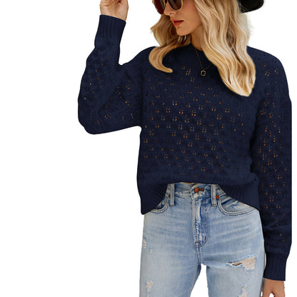 YESFASHION Solid Color Cutout Pullover Sweaters