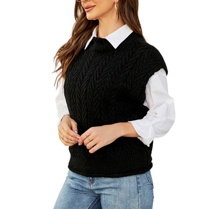 YESFASHION Layered Crew Neck Sleeveless Sweaters